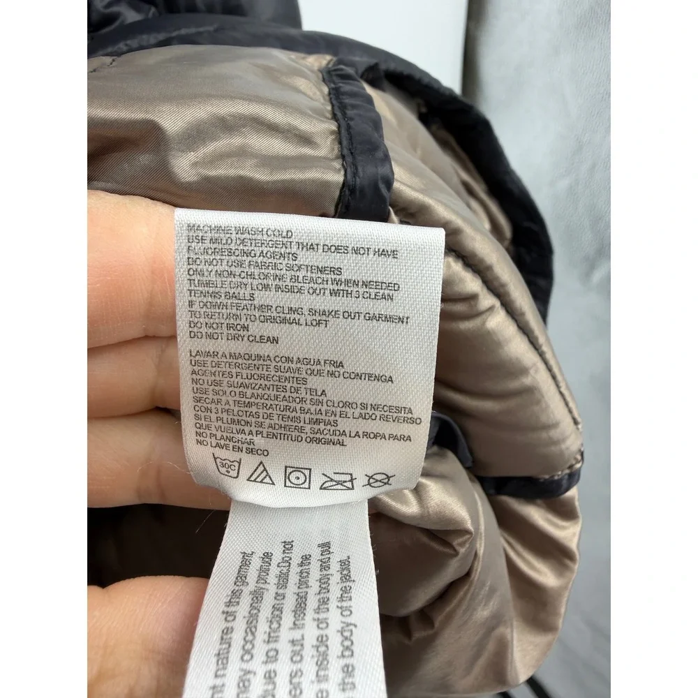Andrew Marc Packable Down Puffer Jacket Women Small Black Hooded PL51L775
